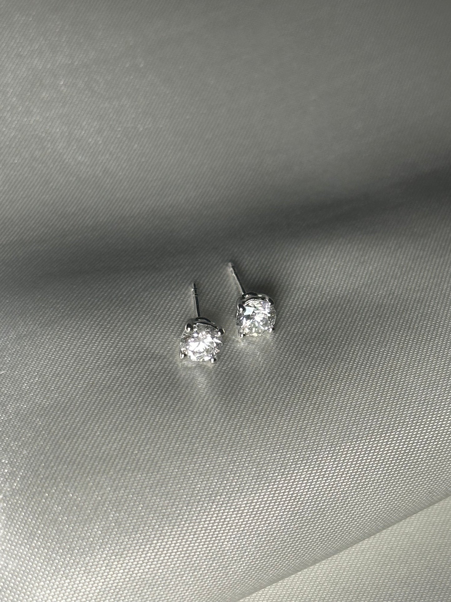 14k Solid Gold Lab Diamond Solitaire Earring Studs | 0.50ct each stud | 1ctw