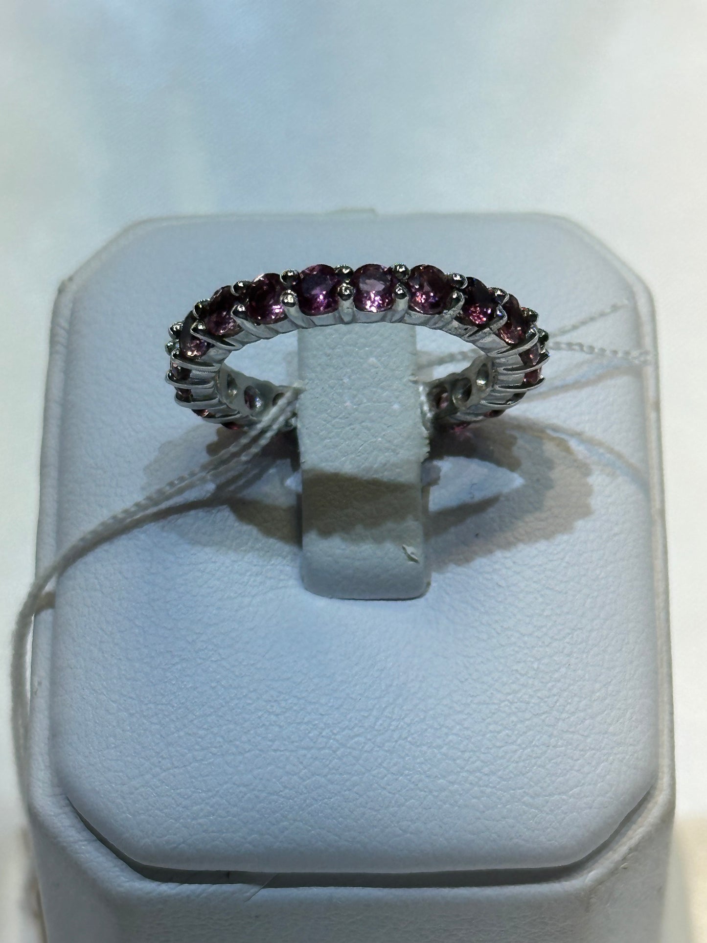 18k Birthstone Tourmaline Eternity Ring - Size 6