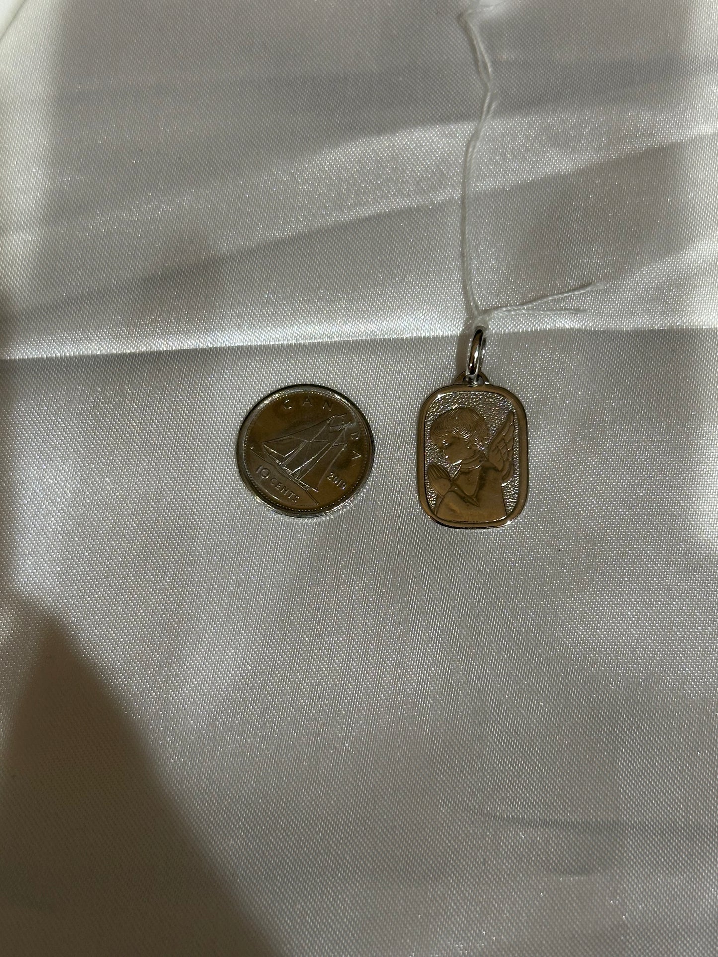 18k solid white gold Angel Pendant