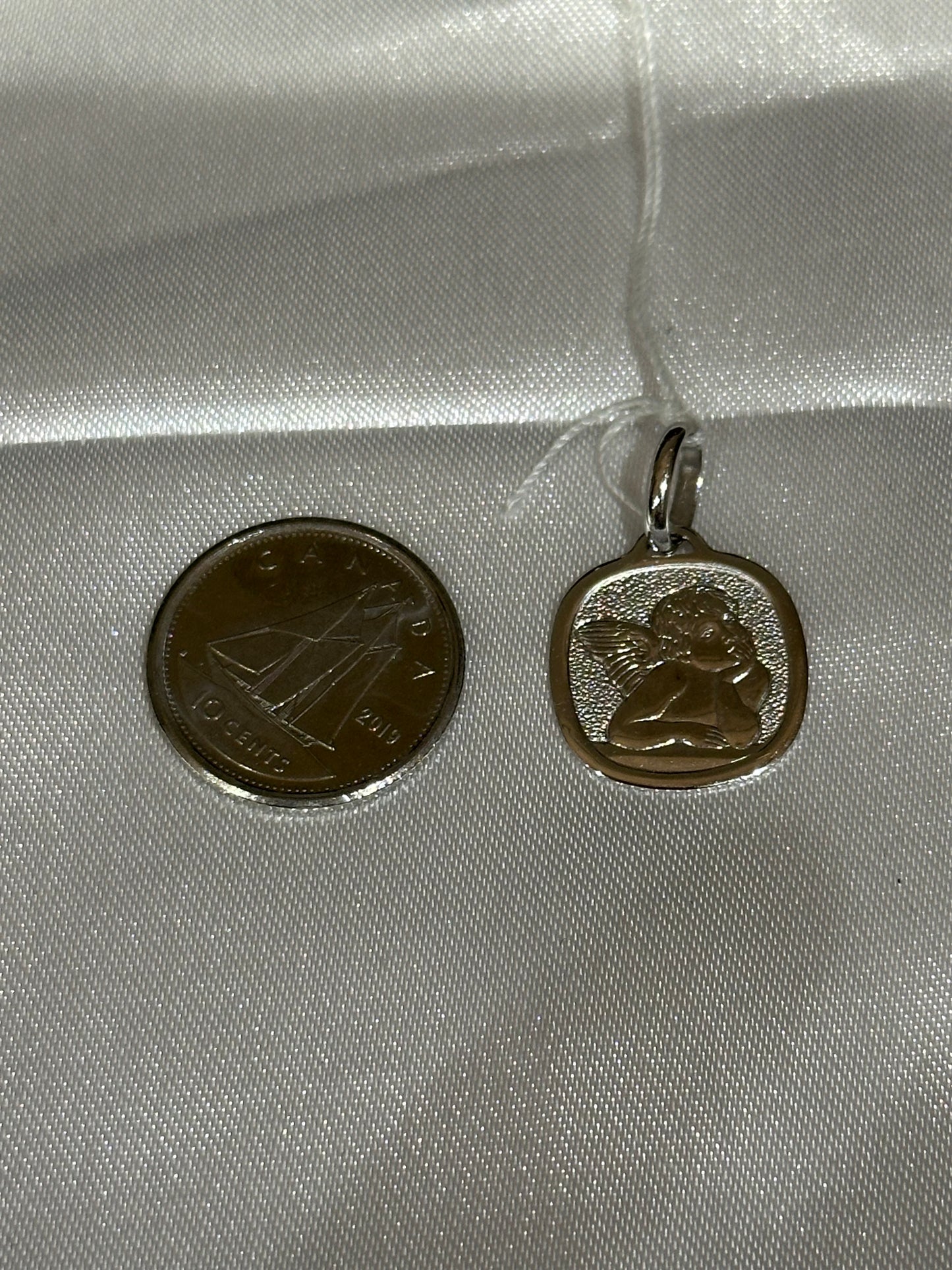 18k solid white gold Angel Pendant