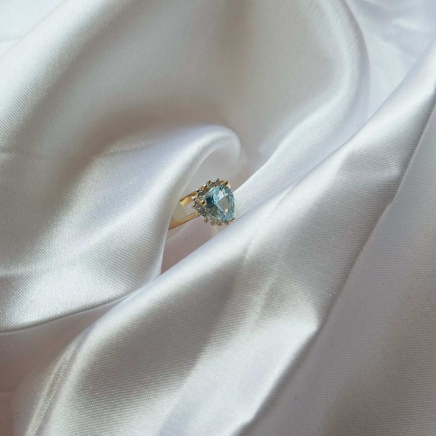 14k Blue Heart Ring - Size 6 1/2