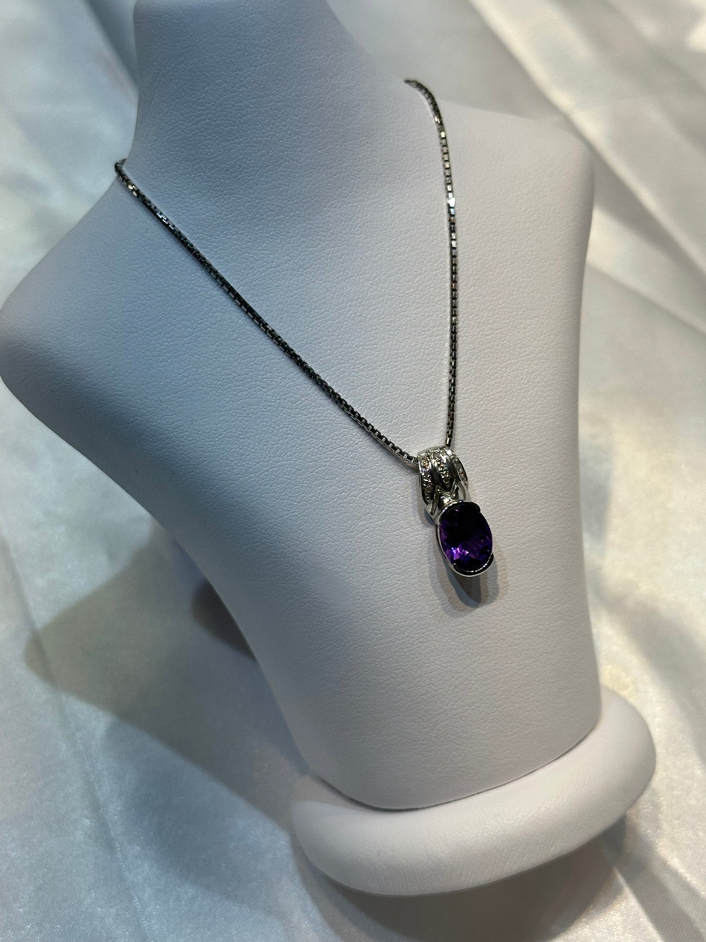 Birthstone 14k gold Amethyst and Diamond pendant