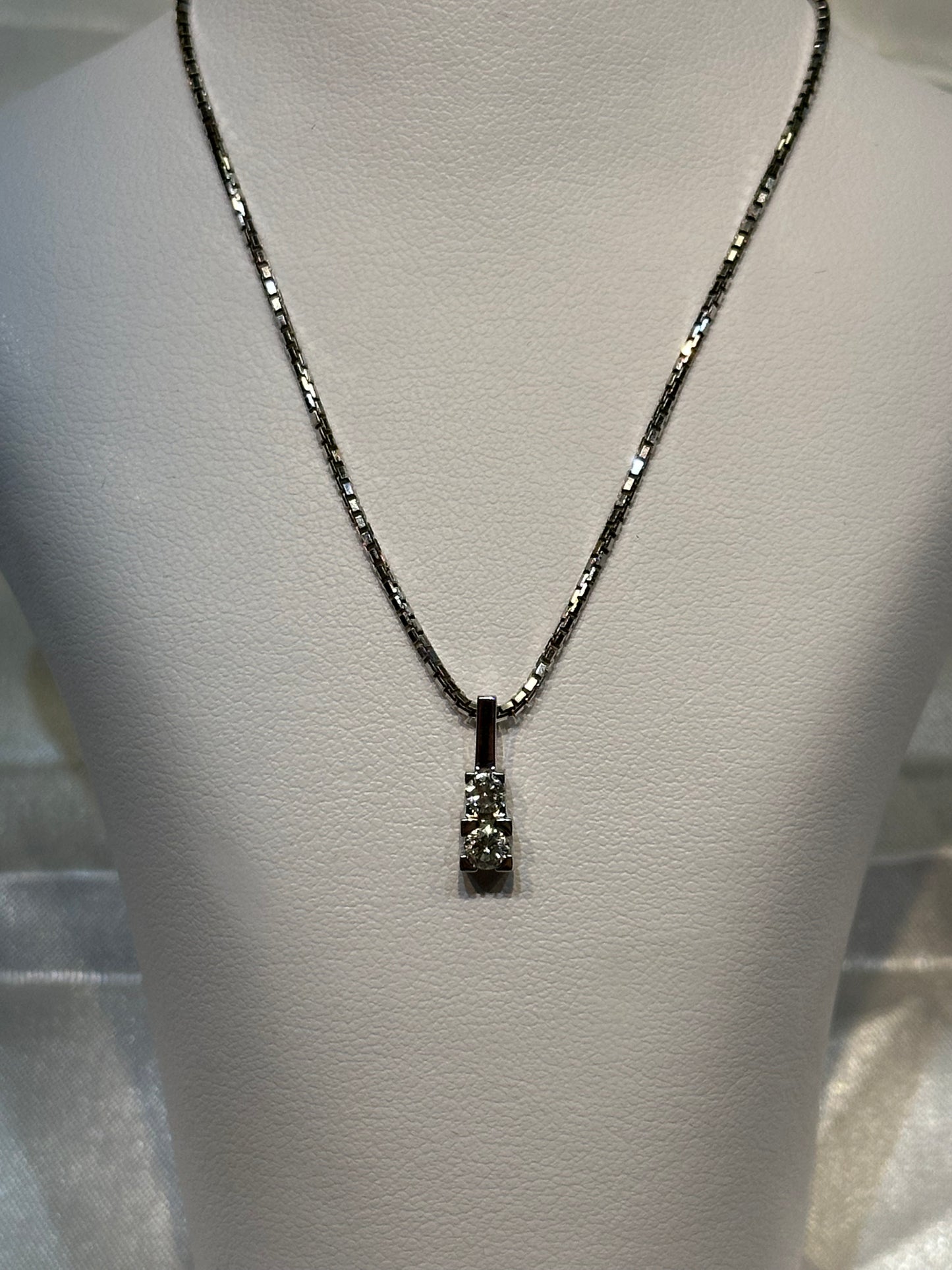 18k Double Diamond Pendant