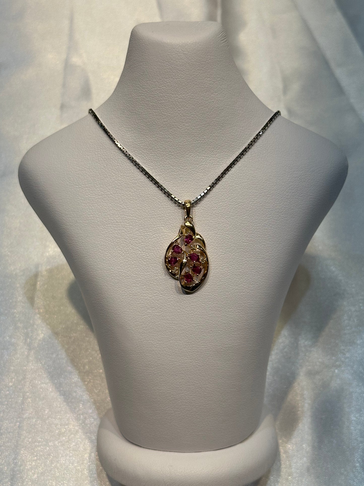 14k Gold Ruby and Diamond Pendant