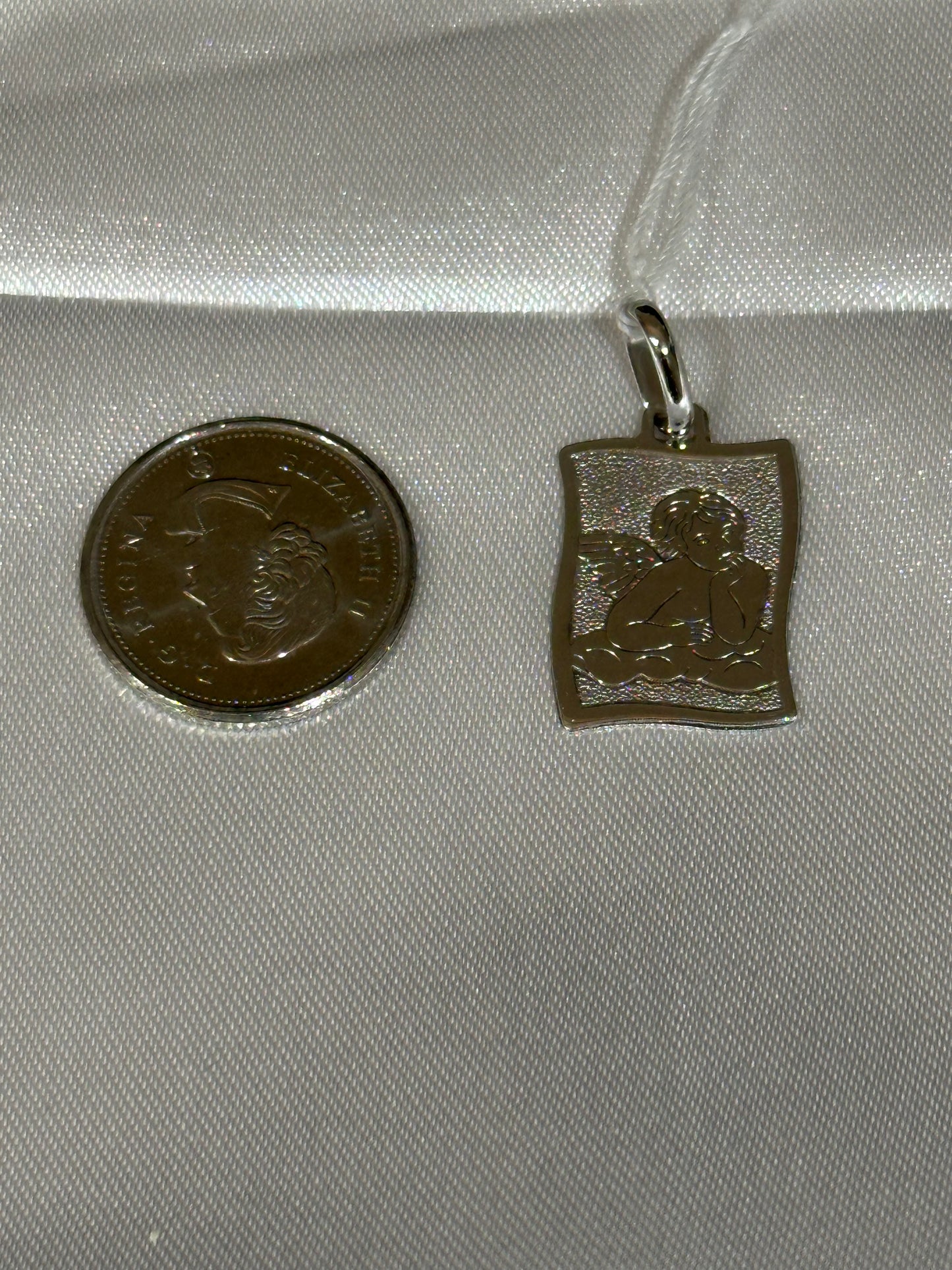 18k White Gold Angel Pendant