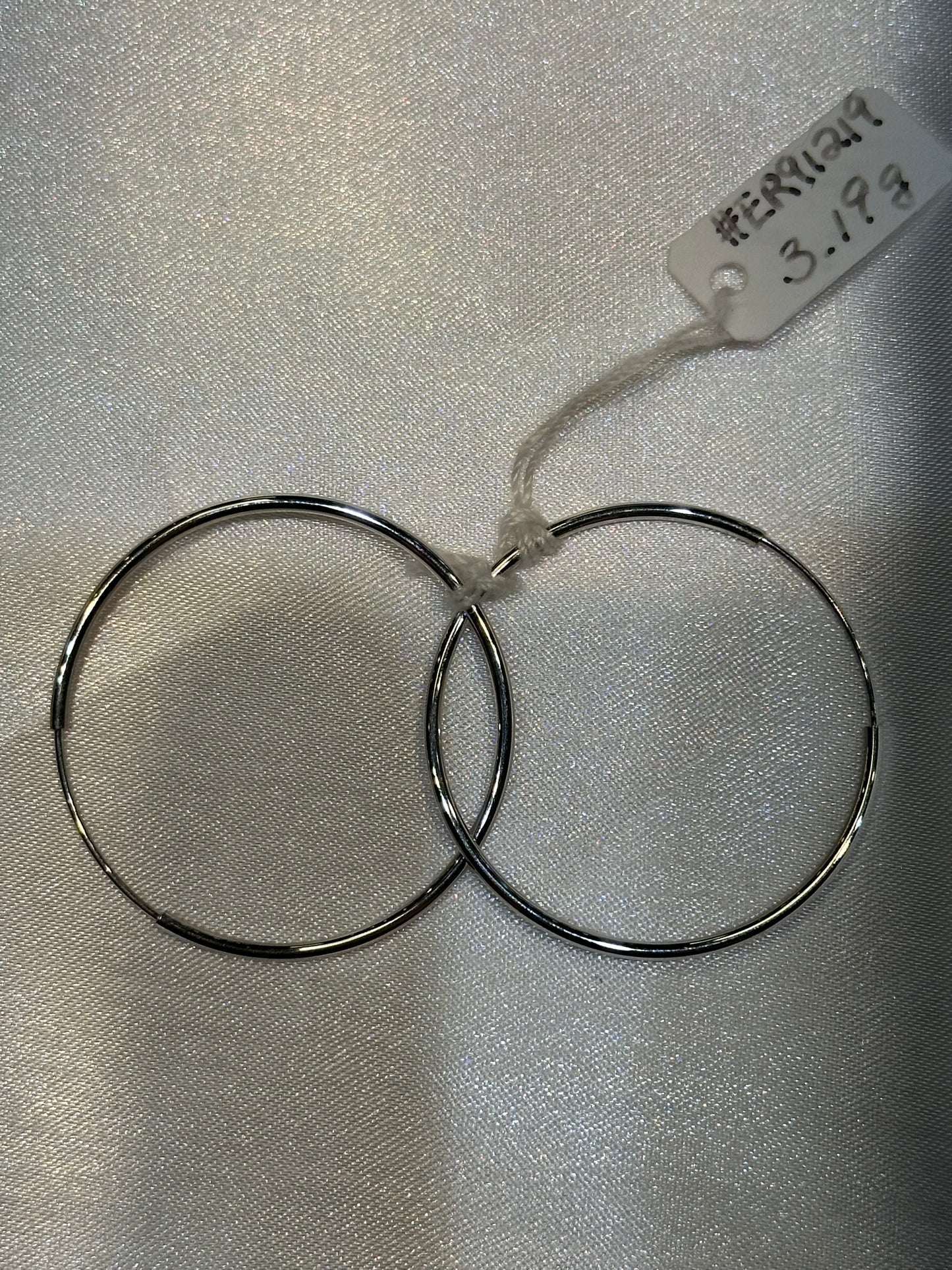 18k White Gold Large Hoop Earrings
