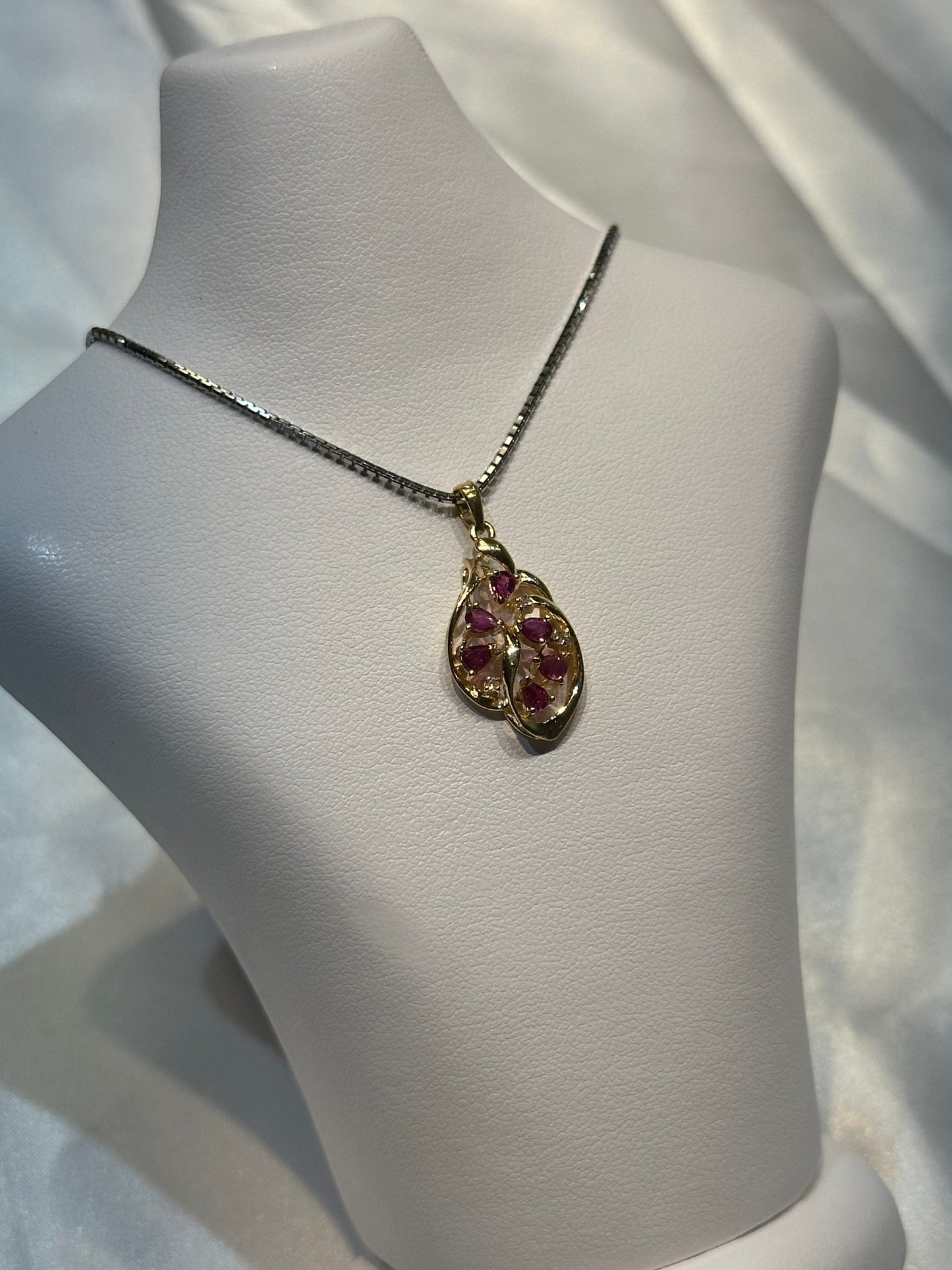 14k Gold Ruby and Diamond Pendant