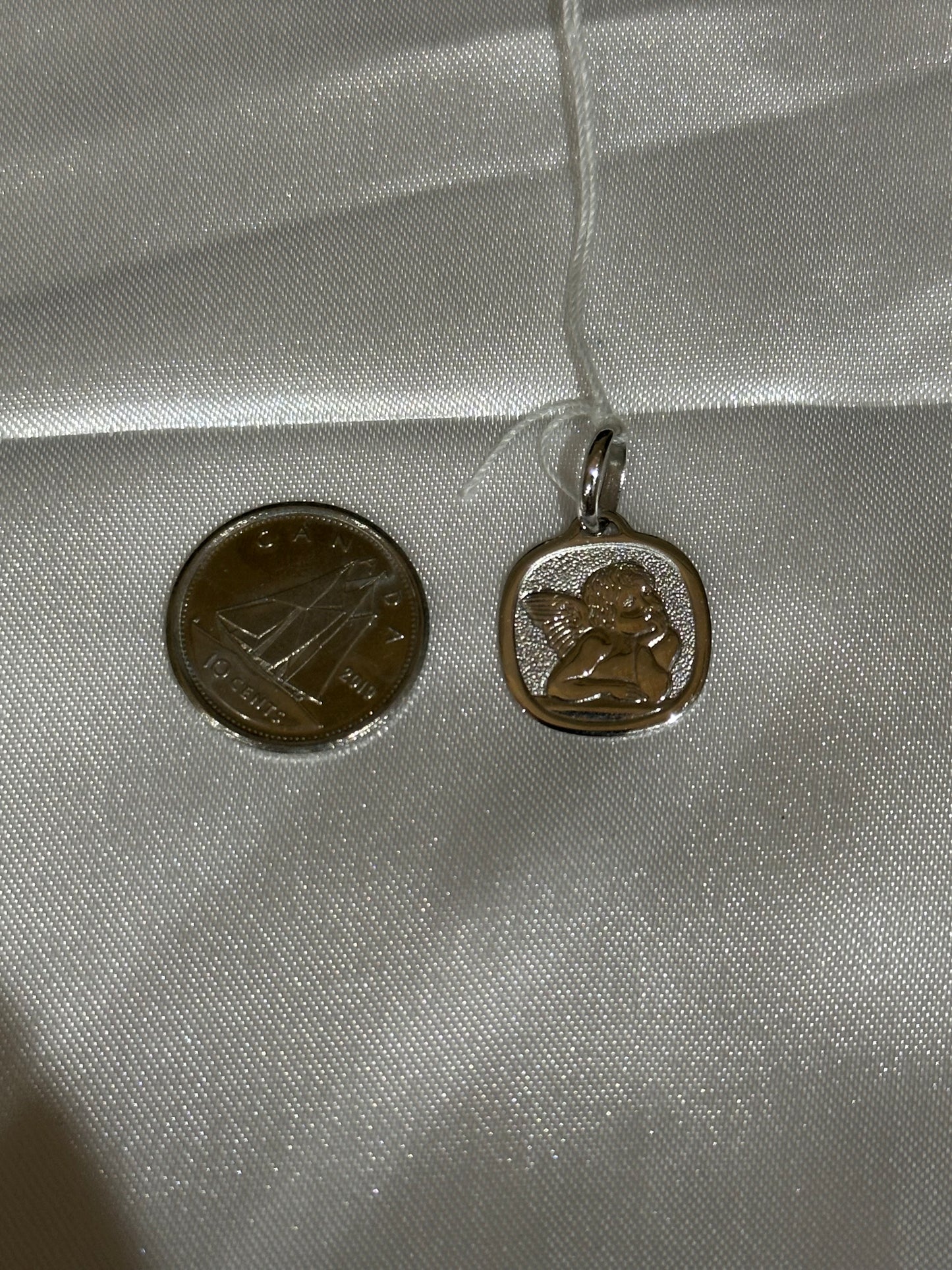 18k solid white gold Angel Pendant