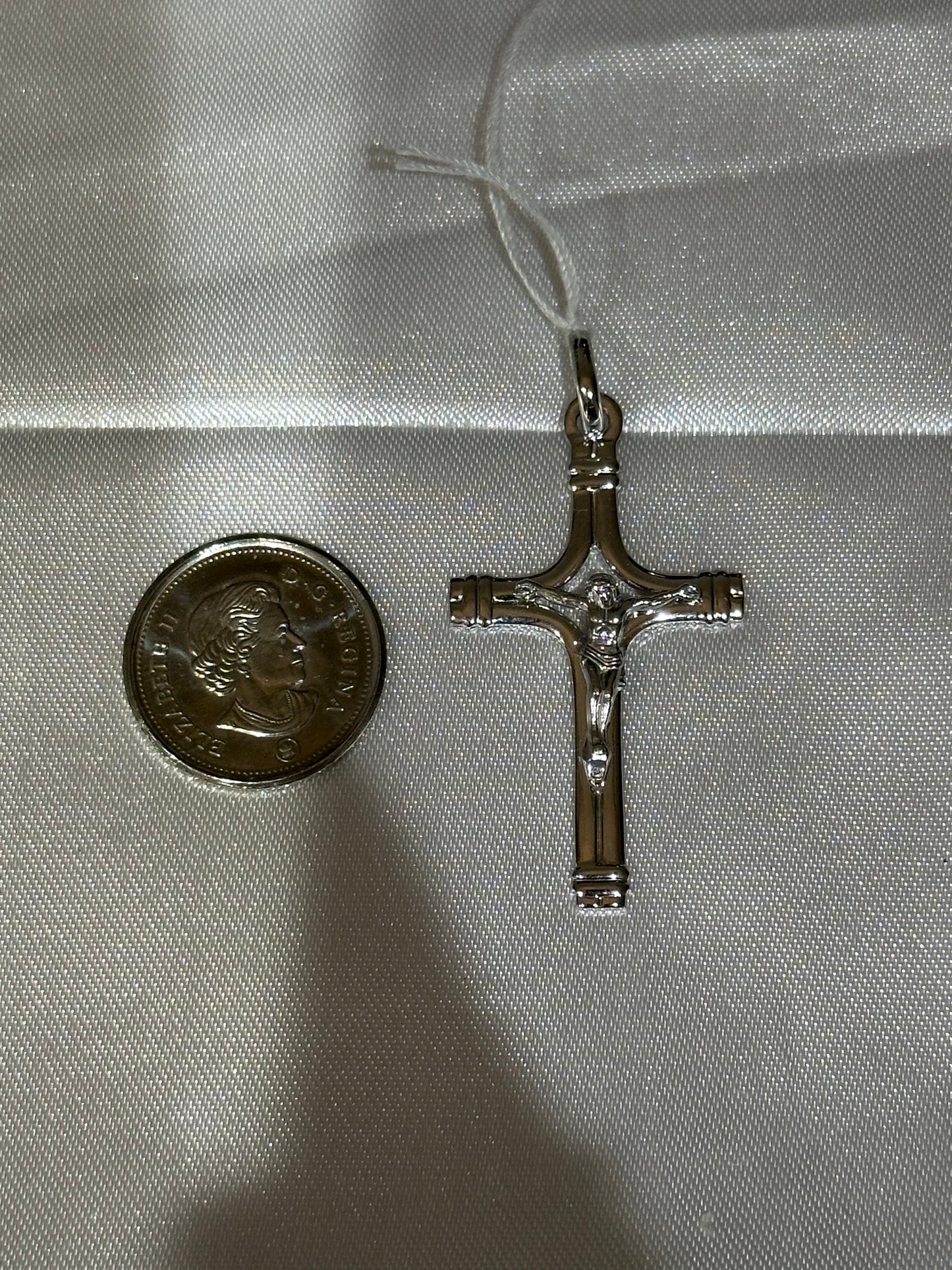 18k solid White Gold Cross Pendant