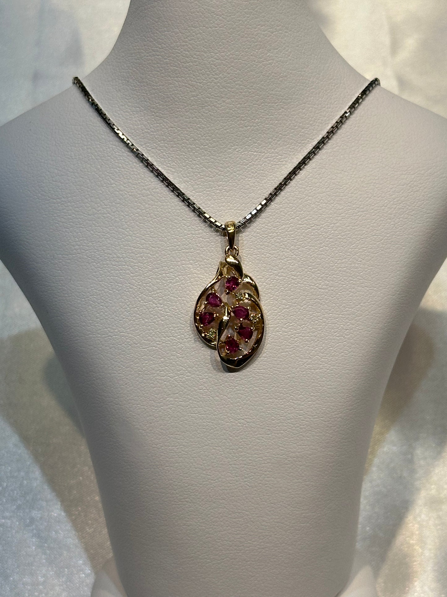 14k Gold Ruby and Diamond Pendant