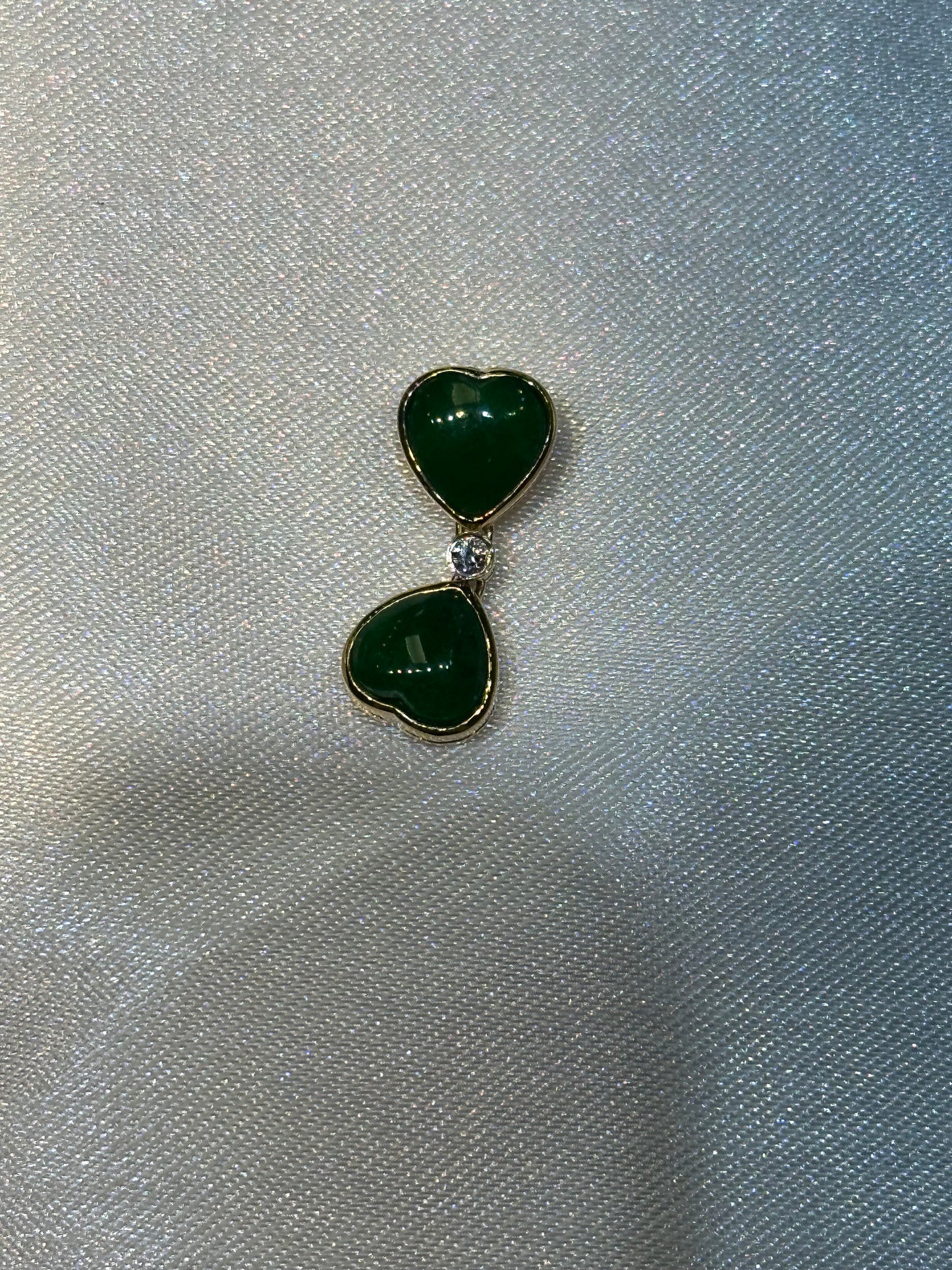 18k gold Double Heart Jade Pendant