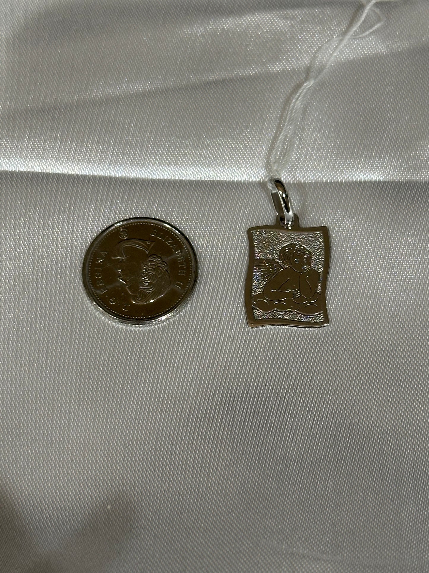 18k White Gold Angel Pendant