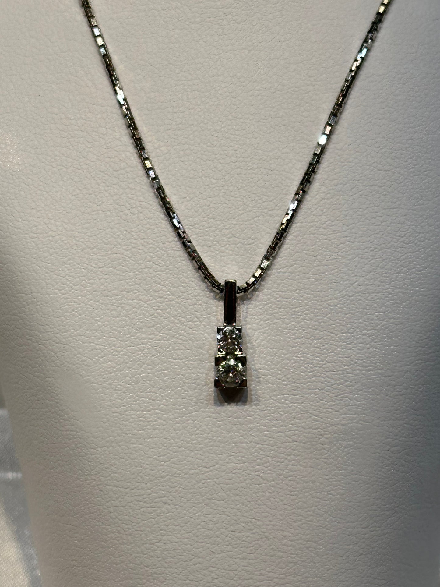 18k Double Diamond Pendant