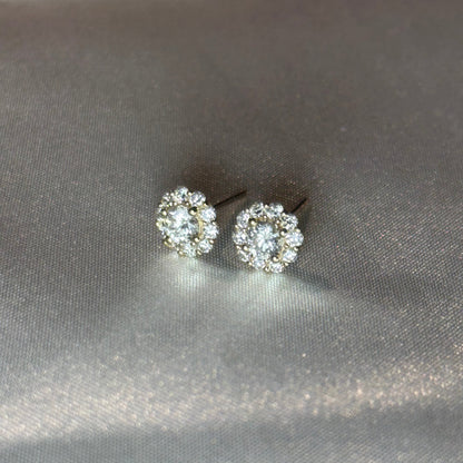 14k Solid Gold Halo Lab Diamond Stud Earrings | 0.80 ctw