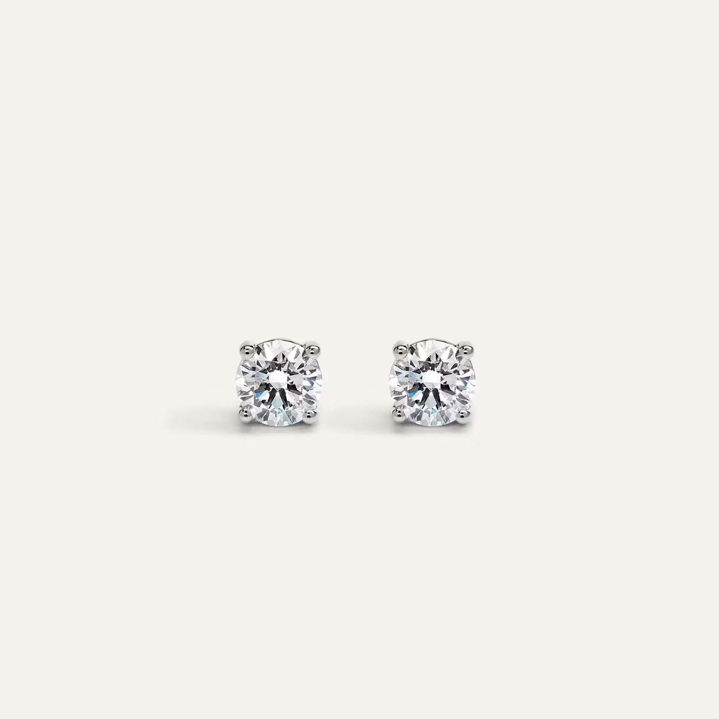 14k Solid Gold Lab Diamond Solitaire Earring Studs | 0.50ct each stud | 1ctw