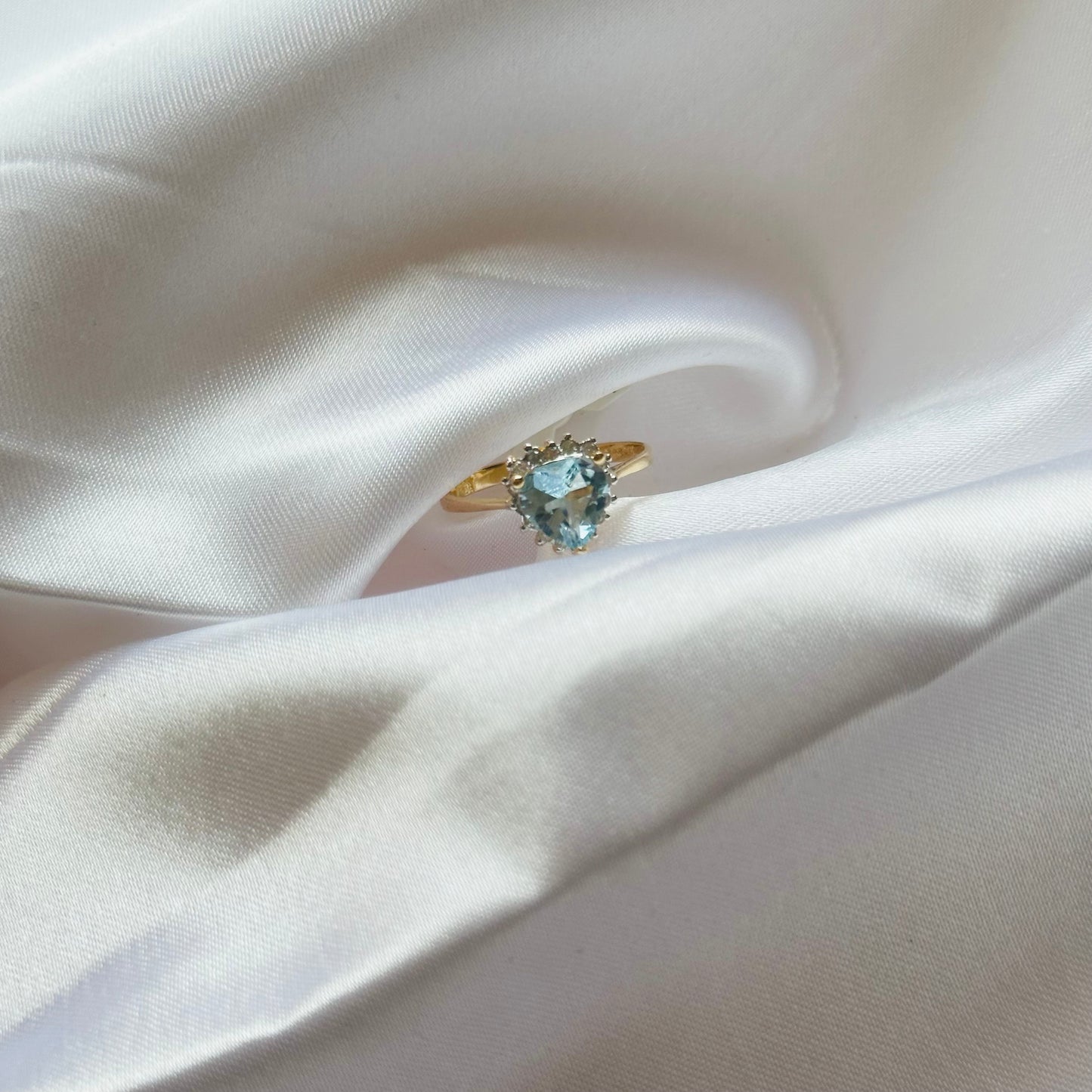 14k Blue Heart Ring - Size 6 1/2