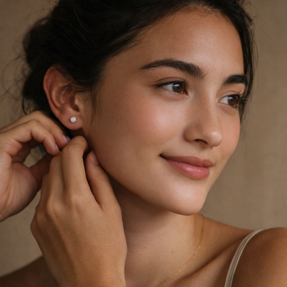 14k Solid Gold Lab Diamond Solitaire Earring Studs | 0.50ct each stud | 1ctw
