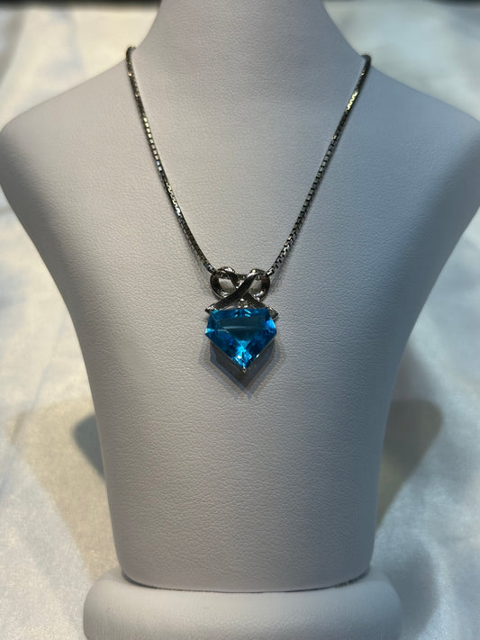 Birthstone 14k gold Blue Topaz Pendant