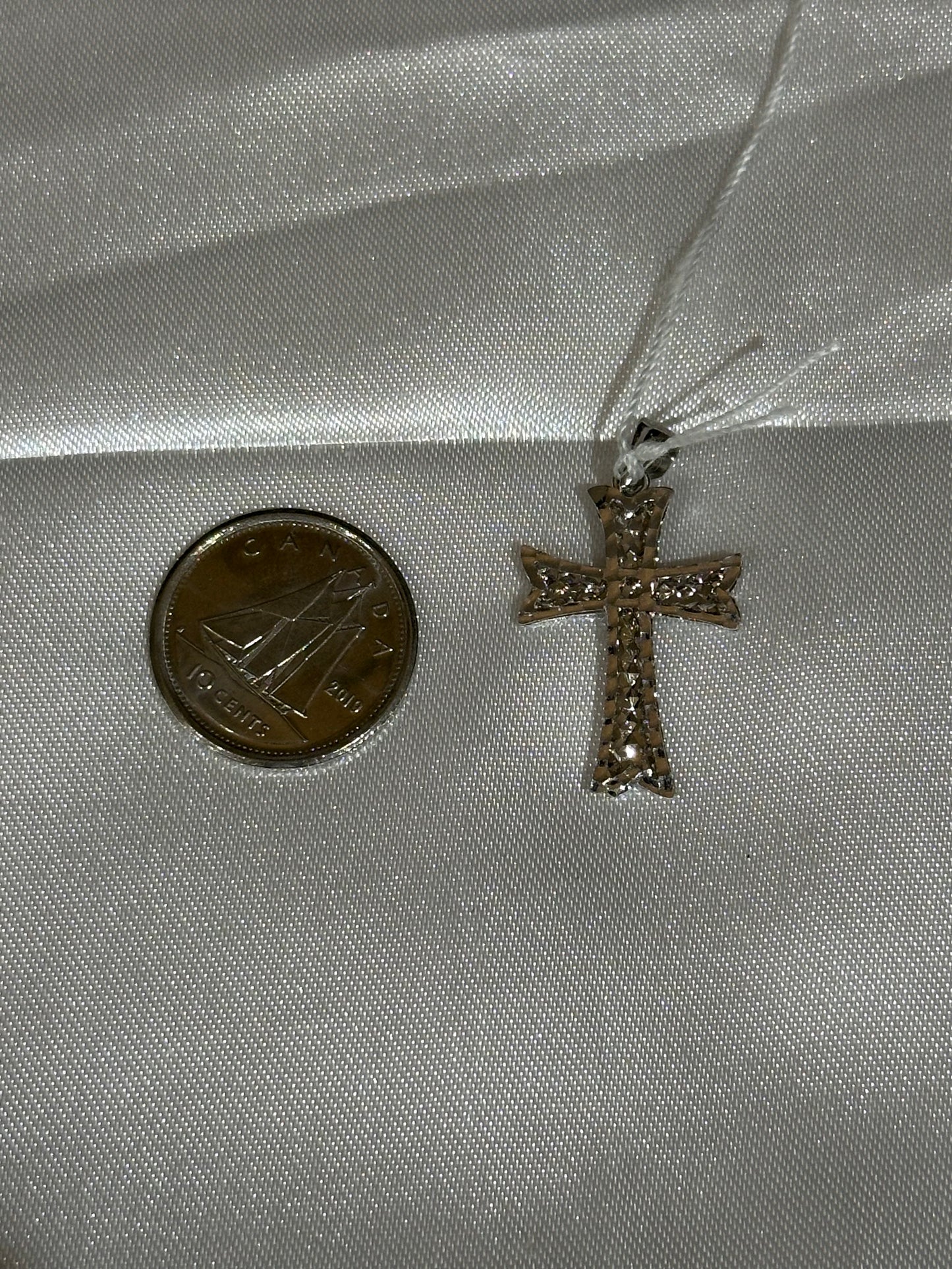 18k solid white gold Cross Pendant
