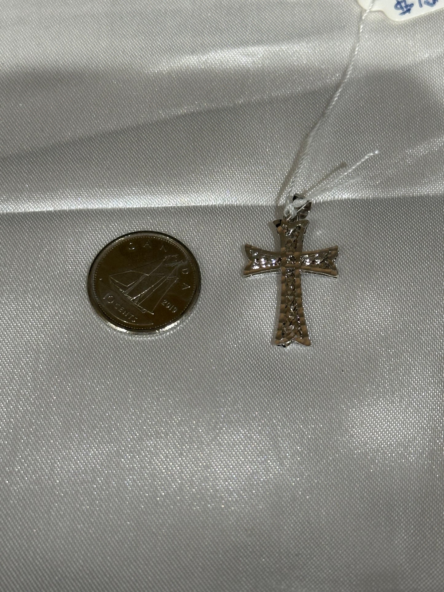 18k solid white gold Cross Pendant