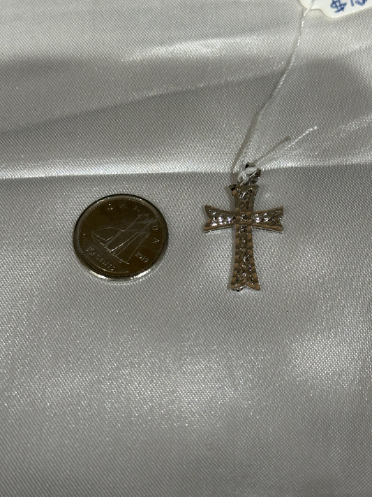 18k solid white gold Cross Pendant