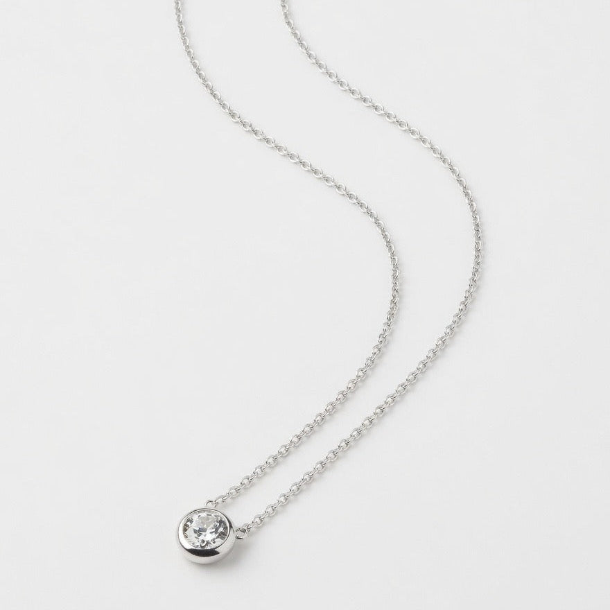 Solid 950 Platinum 0.15ct Lab Diamond Bezel Solitaire Pendant Necklace