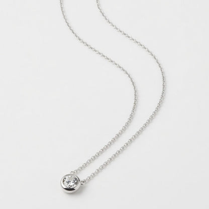 Solid 950 Platinum 0.15ct Lab Diamond Bezel Solitaire Pendant Necklace