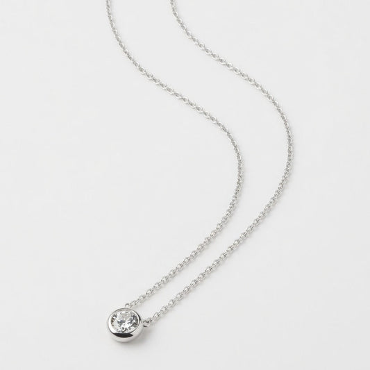 Solid 950 Platinum 0.15ct Lab Diamond Bezel Solitaire Pendant Necklace