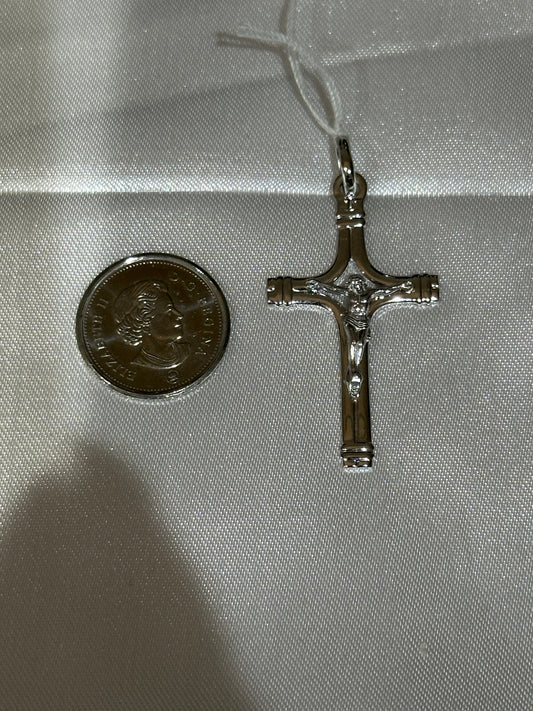 18k solid White Gold Cross Pendant
