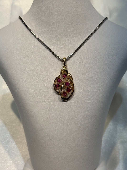 14k Gold Ruby and Diamond Pendant